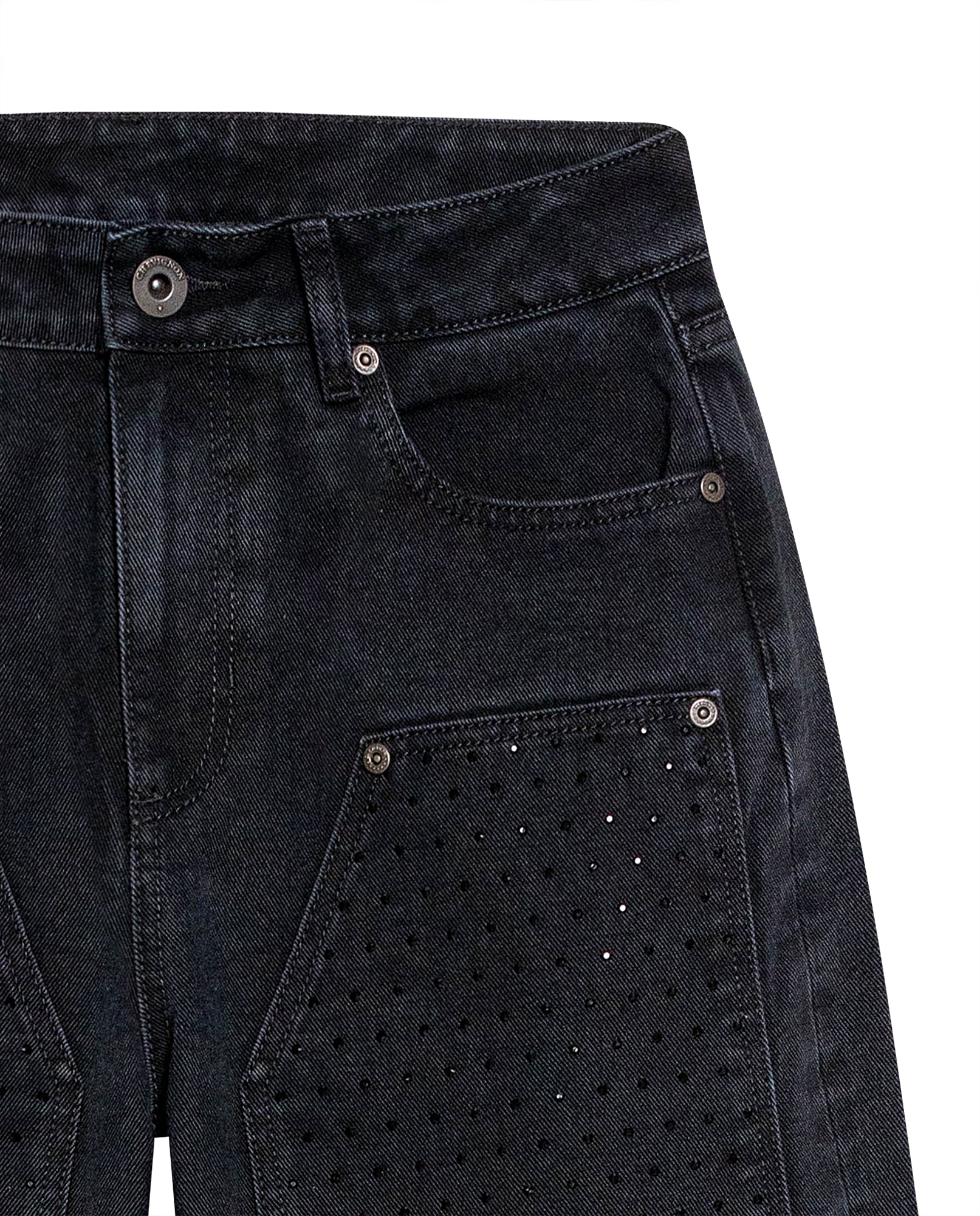 Women's Special Fit Wide Leg High Rise Black Wash Jeans in Cotton-Viscose Blend, Ceremony 439G031 - 7