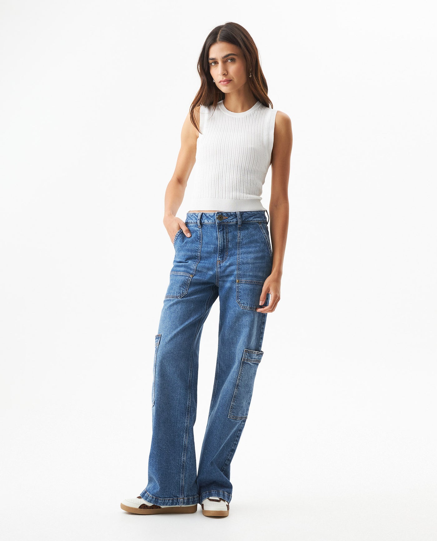Women's Morrison Straight Fit High Rise Dark Wash Jeans in Cotton-Tencel Blend, Plaza 439G032 - 3