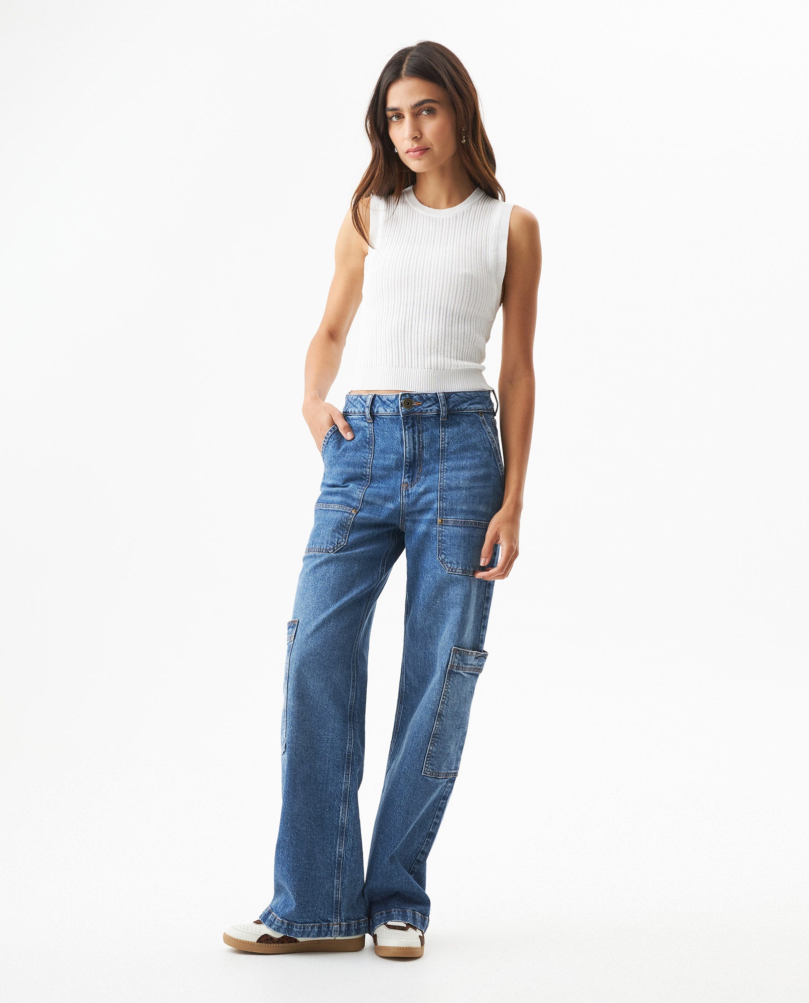 Women's Morrison Straight Fit High Rise Dark Wash Jeans in Cotton-Tencel Blend, Plaza 439G032 - 3