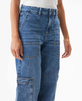 Women's Morrison Straight Fit High Rise Dark Wash Jeans in Cotton-Tencel Blend, Plaza 439G032 - 4