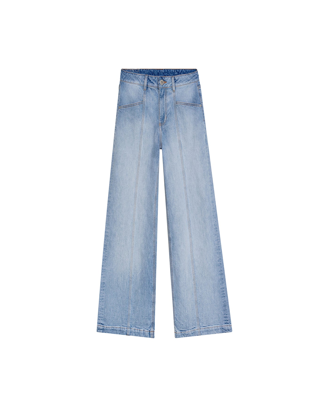 Women's Special Fit Wide Leg High Rise Light Wash Jeans in Cotton Stretch Blend, Midnight 439G042 - 2