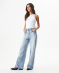 Women's Special Fit Wide Leg High Rise Light Wash Jeans in Cotton Stretch Blend, Midnight 439G042 - 3