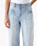 Women's Special Fit Wide Leg High Rise Light Wash Jeans in Cotton Stretch Blend, Midnight 439G042 - 4