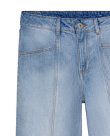 Women's Special Fit Wide Leg High Rise Light Wash Jeans in Cotton Stretch Blend, Midnight 439G042 - 7