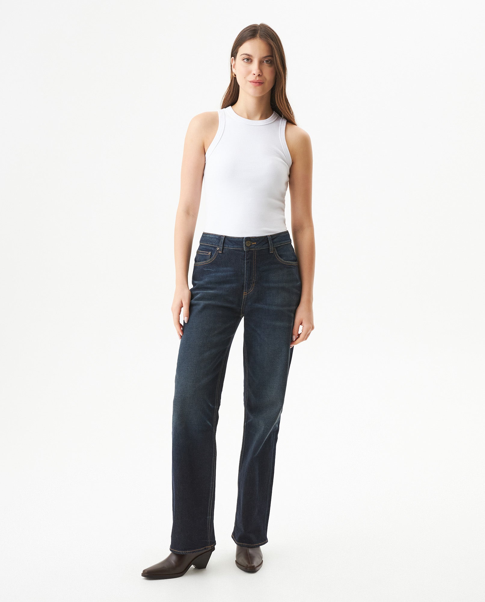 Women's Cosmo High Rise Ultra Dark Wash Jeans in Cotton-Polyester Stretch Blend, Majestic 439G453 - 3