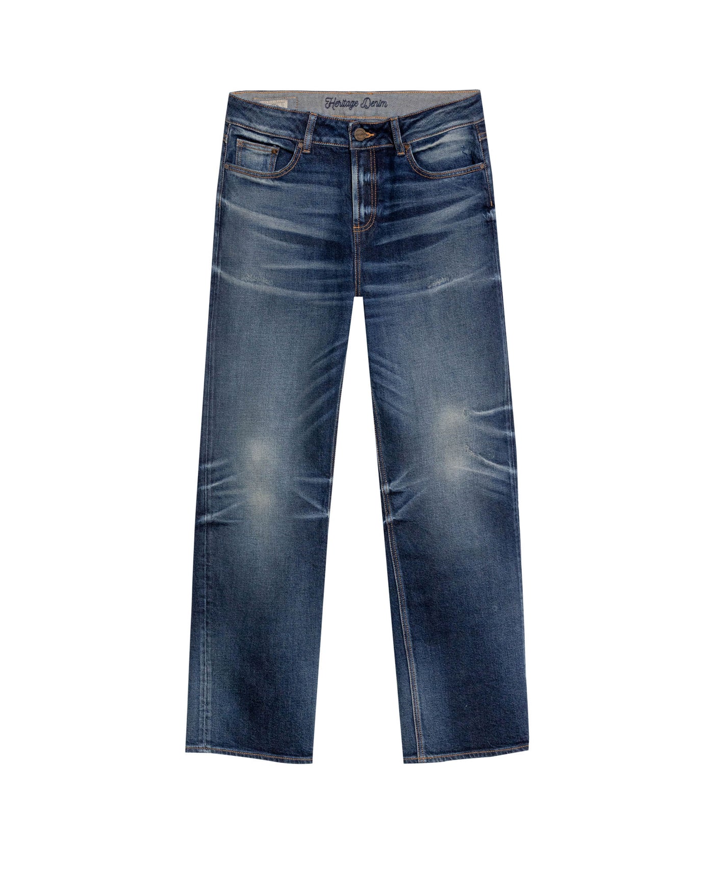 Women's Boy Fit Medium Rise Dark Wash Jeans in Cotton-Polyester Stretch Blend, Ceremony 439G454 - 2