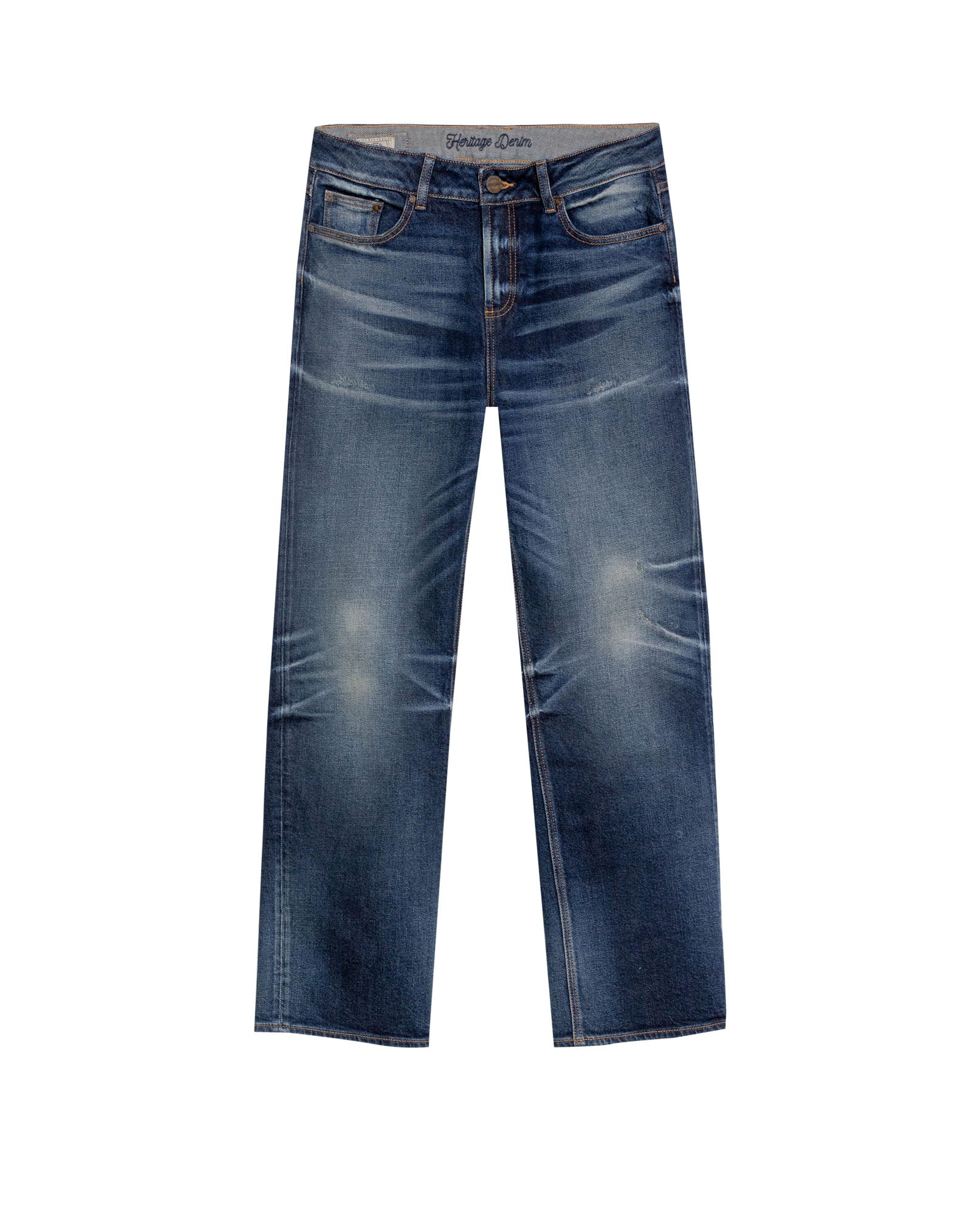Women's Boy Fit Medium Rise Dark Wash Jeans in Cotton-Polyester Stretch Blend, Ceremony 439G454 - 2