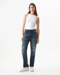 Women's Boy Fit Medium Rise Dark Wash Jeans in Cotton-Polyester Stretch Blend, Ceremony 439G454 - 3