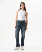 Women's Boy Fit Medium Rise Dark Wash Jeans in Cotton-Polyester Stretch Blend, Ceremony 439G454 - 3
