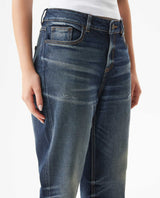 Women's Boy Fit Medium Rise Dark Wash Jeans in Cotton-Polyester Stretch Blend, Ceremony 439G454 - 4