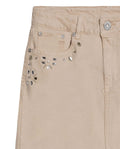 Womens Skirt Midi Denim Cotton–Elastane Classic Construction Rhinestone Front Pockets Leather Badge Versatile - Raw 63_441H000_CRU130000_8