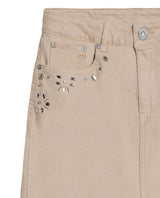 Womens Skirt Midi Denim Cotton–Elastane Classic Construction Rhinestone Front Pockets Leather Badge Versatile - Raw 63_441H000_CRU130000_8