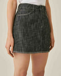 Womens Skirt Denim Cotton Non-Stretch Gray Wash Heavy Distressing Set Leather Badge 3-Needle Construction - Gray 63_441H001_GRI194305_5
