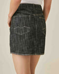 Womens Skirt Denim Cotton Non-Stretch Gray Wash Heavy Distressing Set Leather Badge 3-Needle Construction - Gray 63_441H001_GRI194305_6
