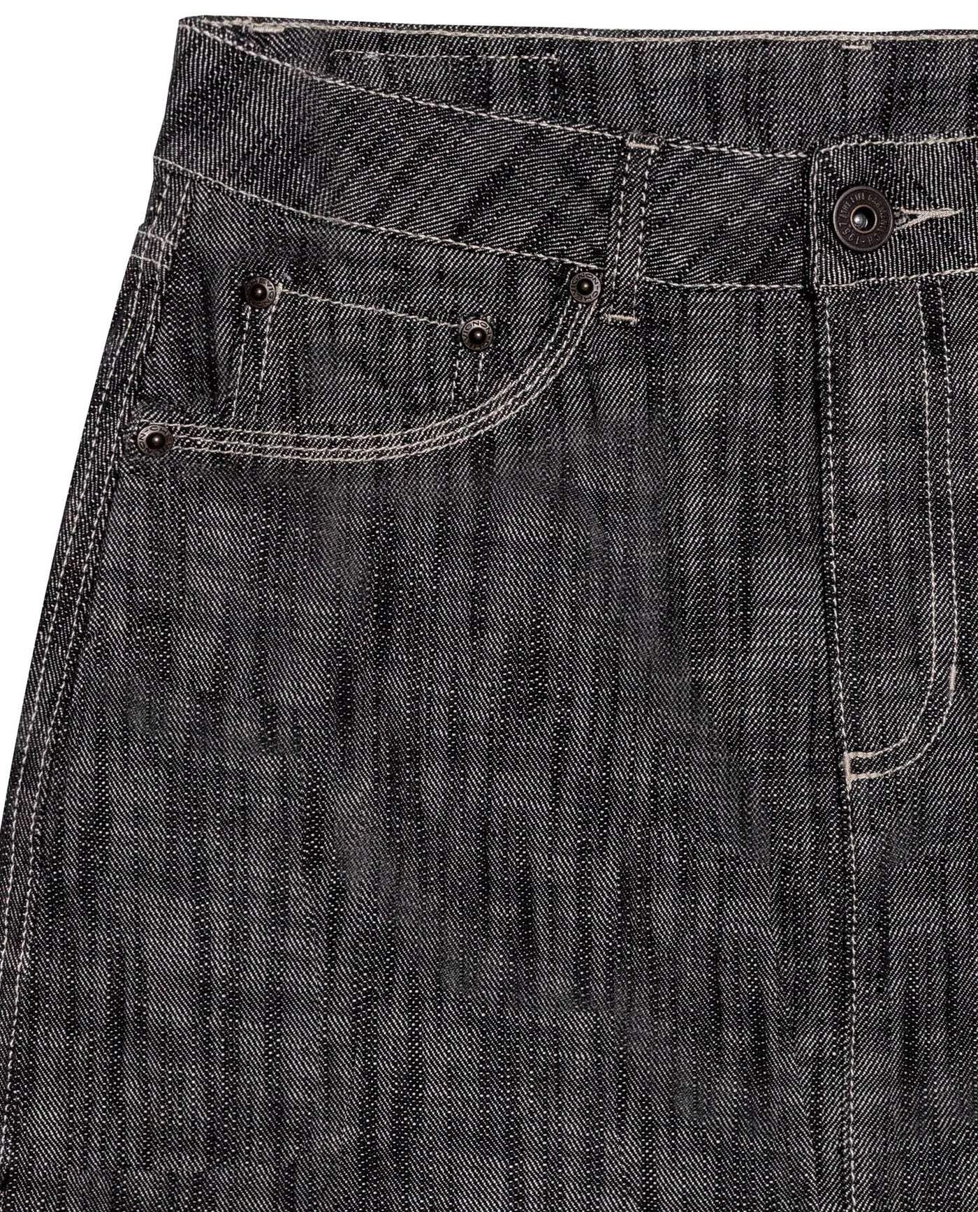 Womens Skirt Denim Cotton Non-Stretch Gray Wash Heavy Distressing Set Leather Badge 3-Needle Construction - Gray 63_441H001_GRI194305_8