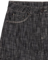 Womens Skirt Denim Cotton Non-Stretch Gray Wash Heavy Distressing Set Leather Badge 3-Needle Construction - Gray 63_441H001_GRI194305_8