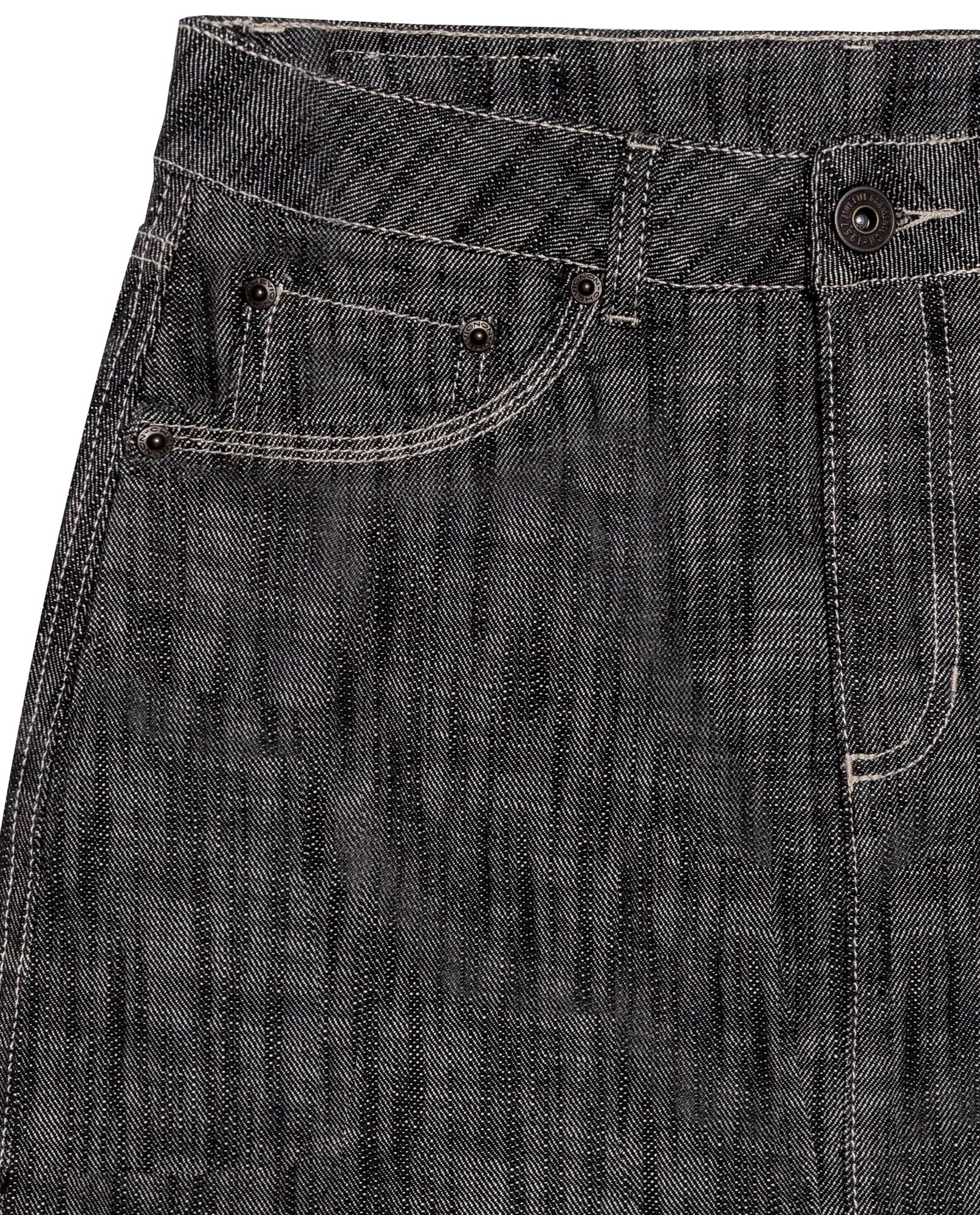Womens Skirt Denim Cotton Non-Stretch Gray Wash Heavy Distressing Set Leather Badge 3-Needle Construction - Gray 63_441H001_GRI194305_8