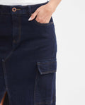 Midi Cargo Skirt in Dark Blue High Rise Denim for Women - Blue 442G001 - 3
