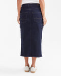 Midi Cargo Skirt in Dark Blue High Rise Denim for Women - Blue 442G001 - 6