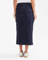 Midi Cargo Skirt in Dark Blue High Rise Denim for Women - Blue 442G001 - 6
