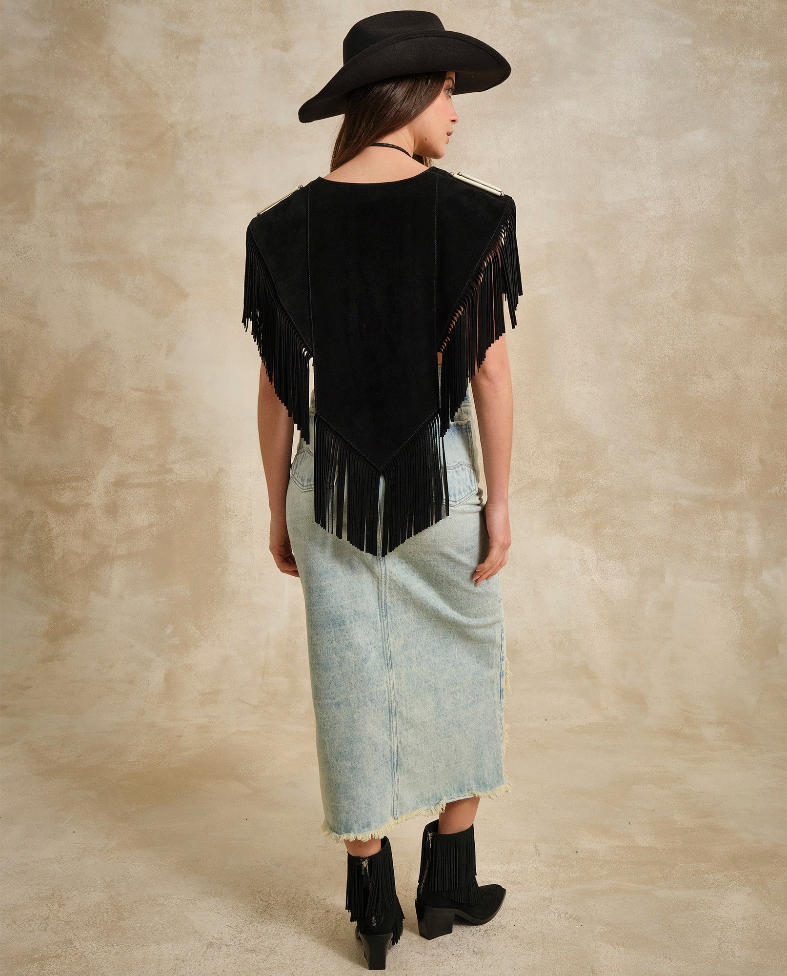 Womens Distressed Denim Midi Skirt - Blue 63_444G500_AZU144110_3