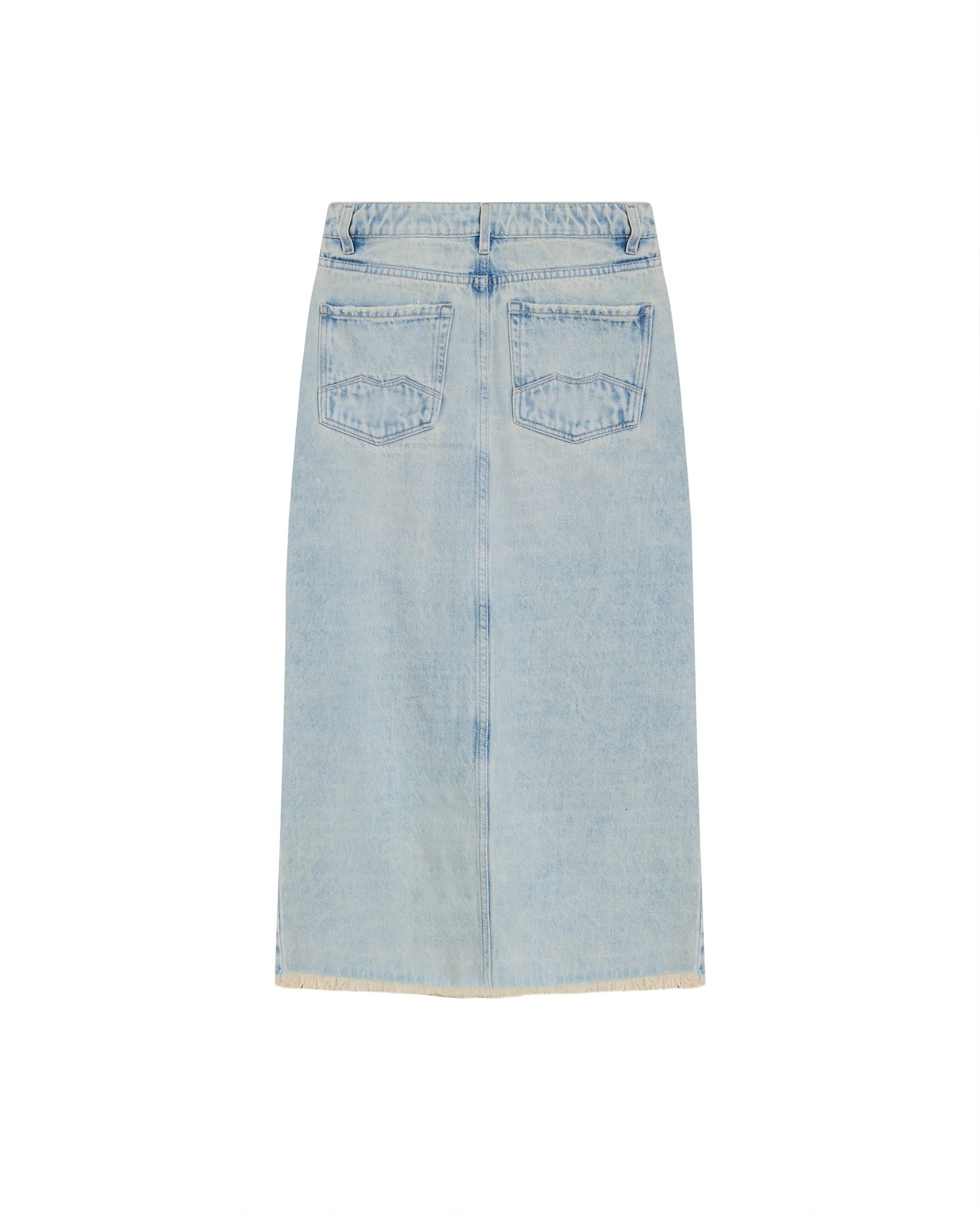 Womens Distressed Denim Midi Skirt - Blue 63_444G500_AZU144110_5