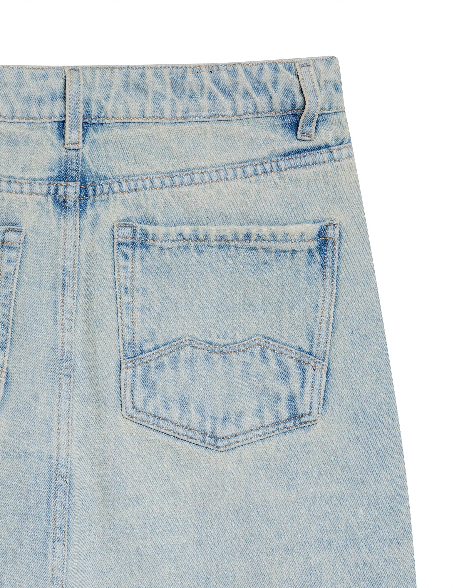 Womens Distressed Denim Midi Skirt - Blue 63_444G500_AZU144110_6