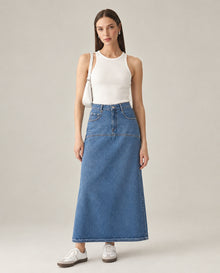 Women's Denim Long Skirt - Blue