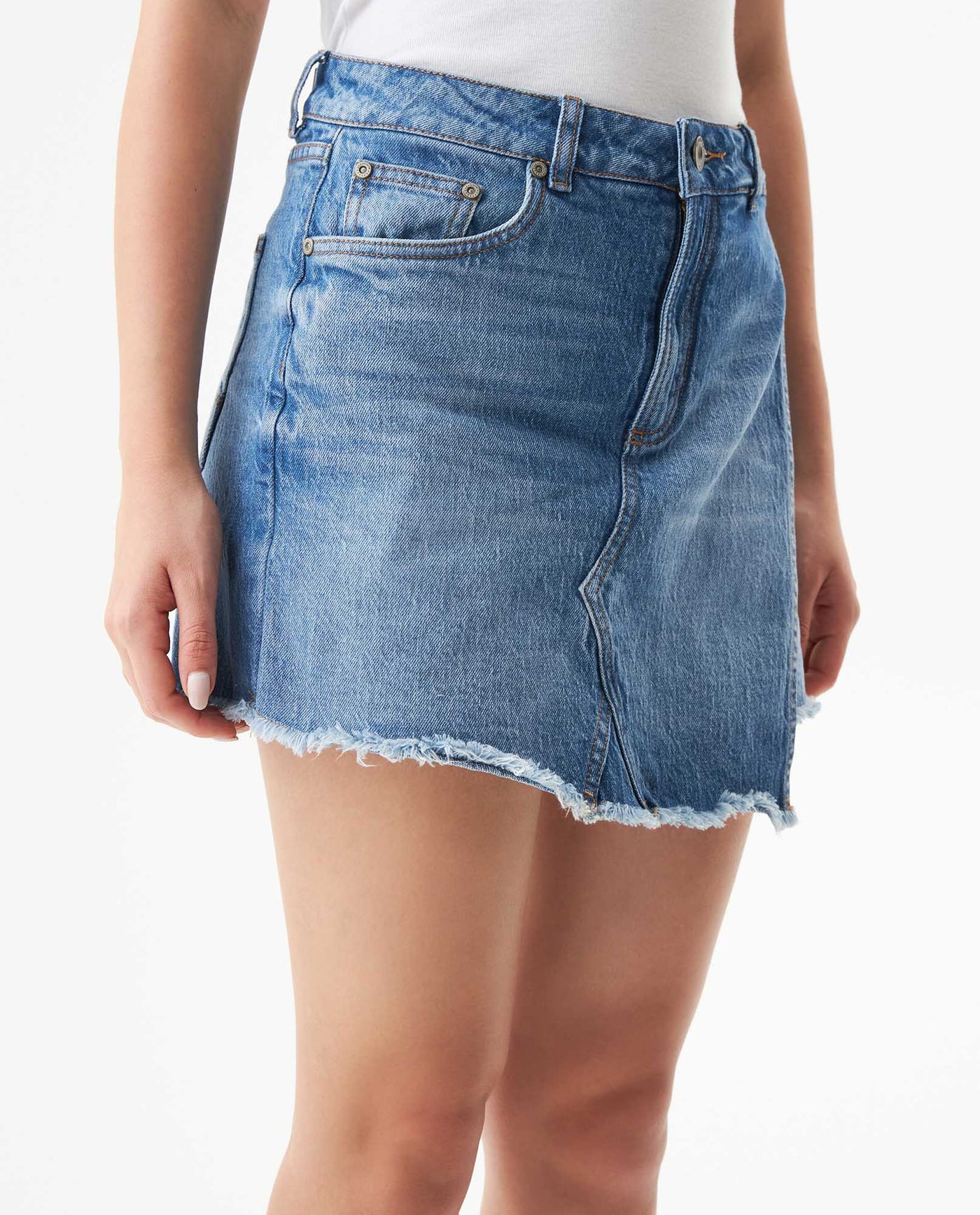 Women's Cargo Style Denim Skirt in Cotton Stretch Blend 449G000 - 1