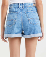 Dark Blue High Rise Denim Shorts for Women - Blue 451G001 - 4
