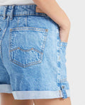 Dark Blue High Rise Denim Shorts for Women - Blue 451G001 - 5