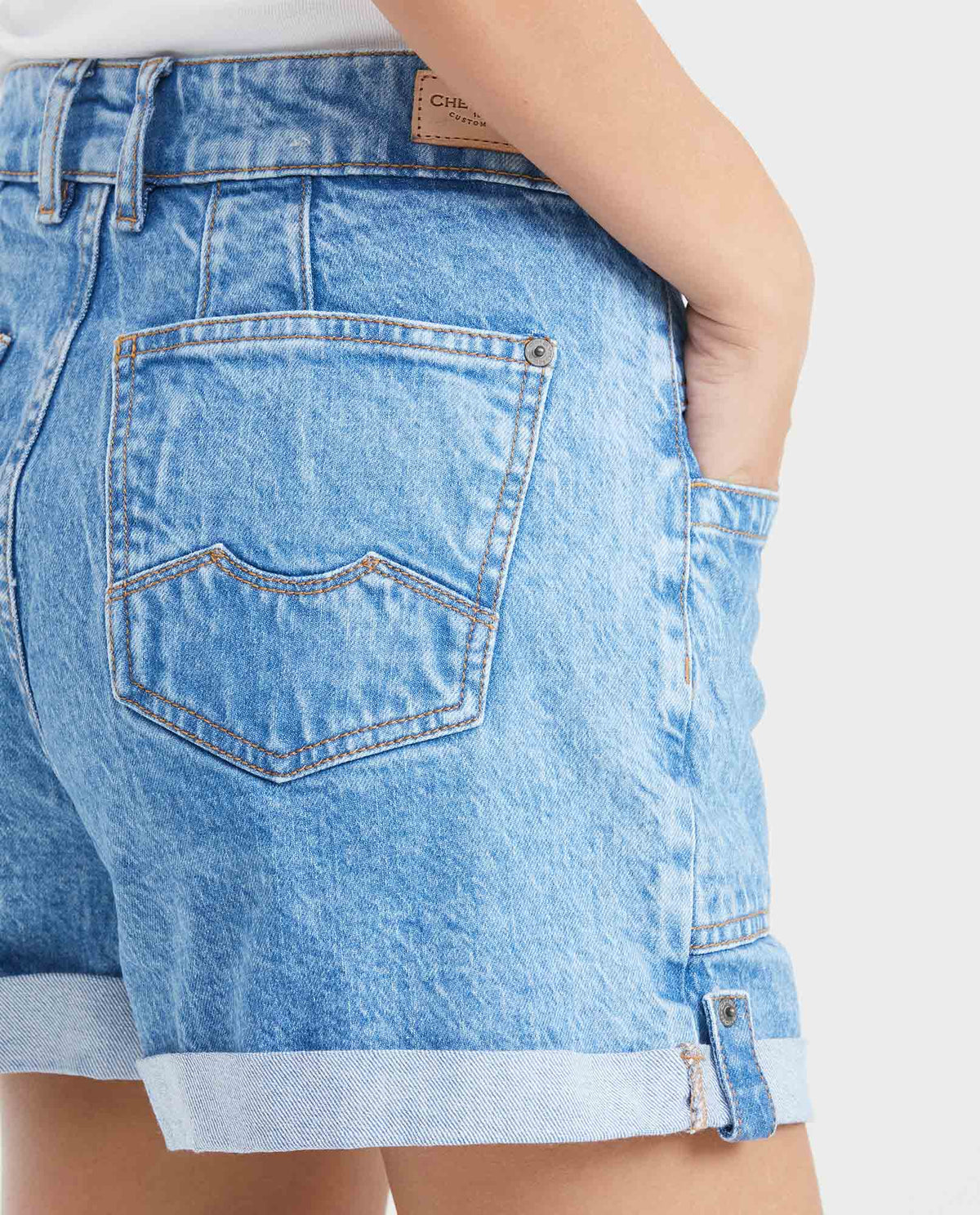 Dark Blue High Rise Denim Shorts for Women - Blue 451G001 - 5