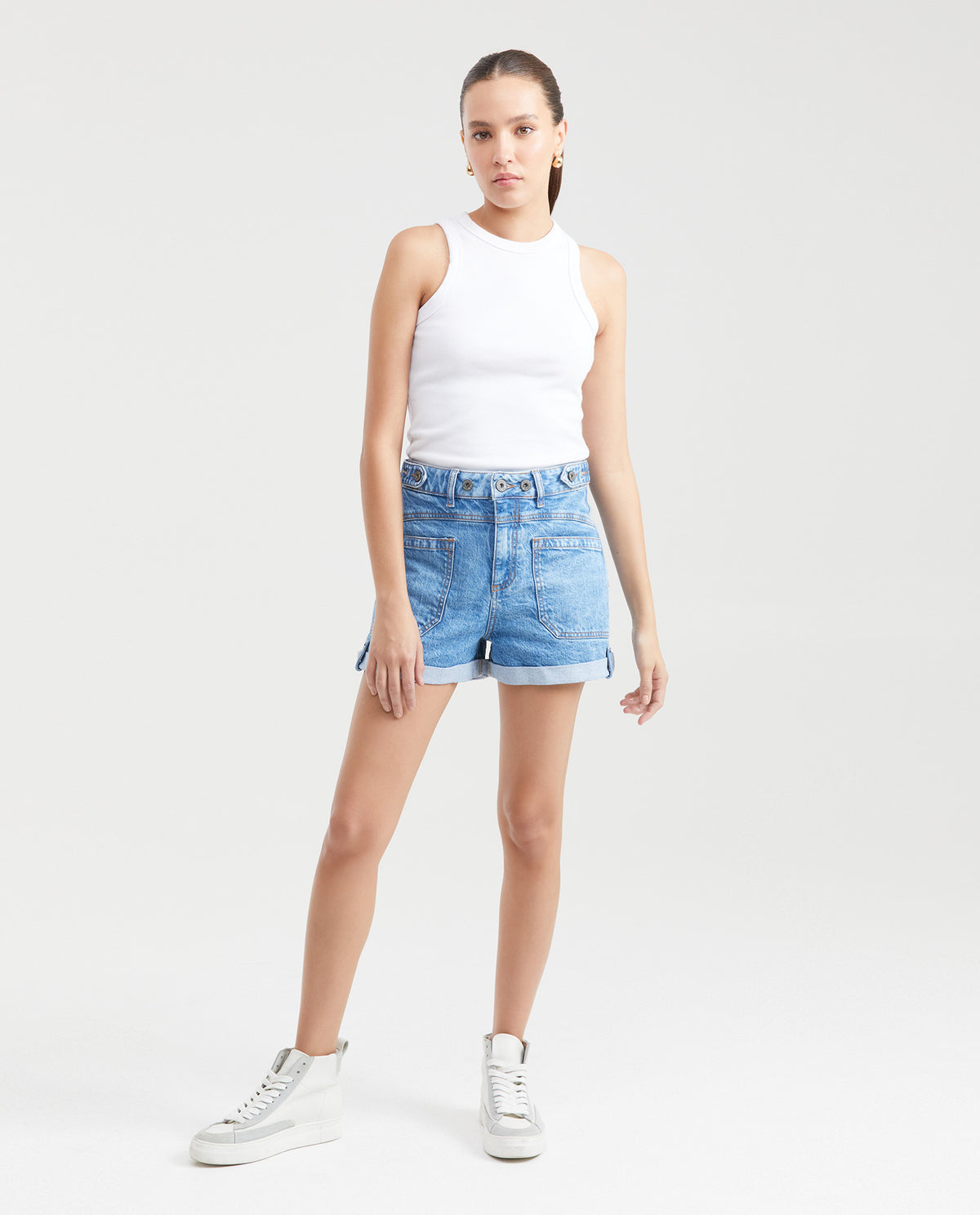 Dark Blue High Rise Denim Shorts for Women - Blue 451G001 - 6