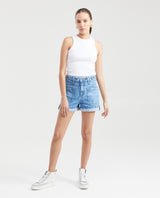 Dark Blue High Rise Denim Shorts for Women - Blue 451G001 - 6