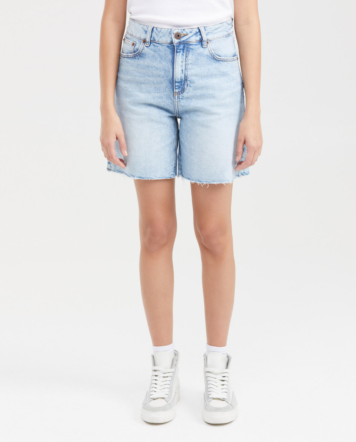 Light Blue High Rise Denim Bermuda for Women - Blue 451G002 - 1