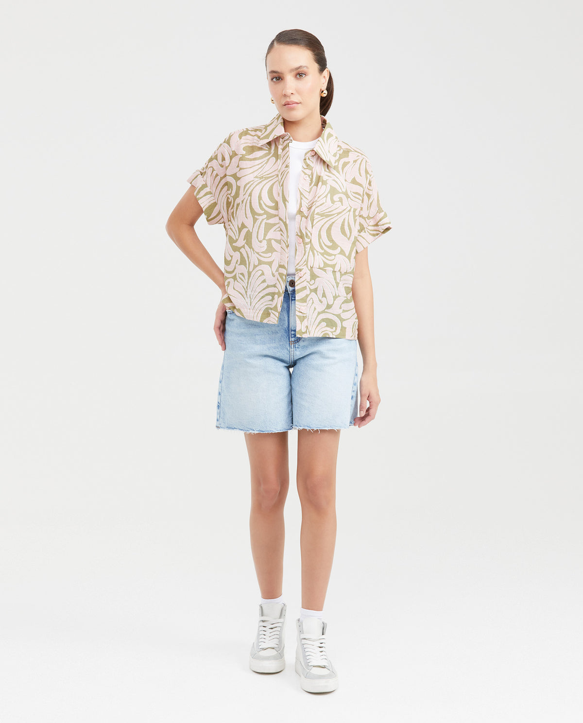 Light Blue High Rise Denim Bermuda for Women - Blue 451G002 - 6