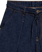 Womens Shorts A-Line Silhouette High Rise Cotton–Lyocell Non-Stretch Ultra Dark Wash Pleated Drape - Blue 63_451H000_AZU193924_8