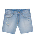 Womens Shorts High Rise Cotton Comfort Light Wash Mini Rips Front Destroyer Effect - Blue 63_451H002_AZU154020_3