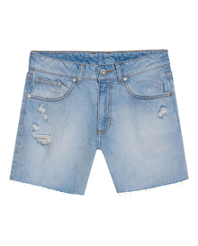 Womens Shorts High Rise Cotton Comfort Light Wash Mini Rips Front Destroyer Effect - Blue 63_451H002_AZU154020_3