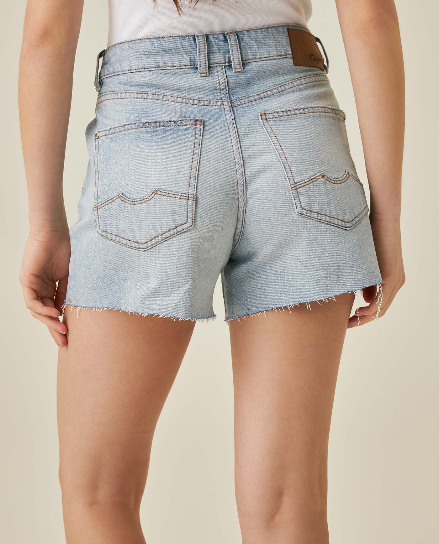 Womens Shorts High Rise Cotton Comfort Light Wash Mini Rips Front Destroyer Effect - Blue 63_451H002_AZU154020_6
