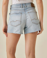Womens Shorts High Rise Cotton Comfort Light Wash Mini Rips Front Destroyer Effect - Blue 63_451H002_AZU154020_6