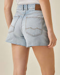 Womens Shorts High Rise Cotton Comfort Light Wash Mini Rips Front Destroyer Effect - Blue 63_451H002_AZU154020_7