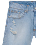 Womens Shorts High Rise Cotton Comfort Light Wash Mini Rips Front Destroyer Effect - Blue 63_451H002_AZU154020_8
