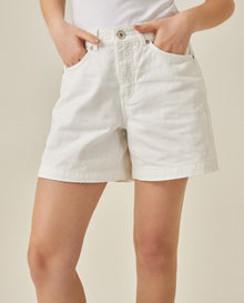 Womens Shorts High Rise Cotton Raw White Wash Front Destroyer Effect - Raw 63_451H103_CRU134403_0