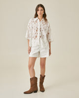 Womens Shorts High Rise Cotton Raw White Wash Front Destroyer Effect - Raw 63_451H103_CRU134403_4