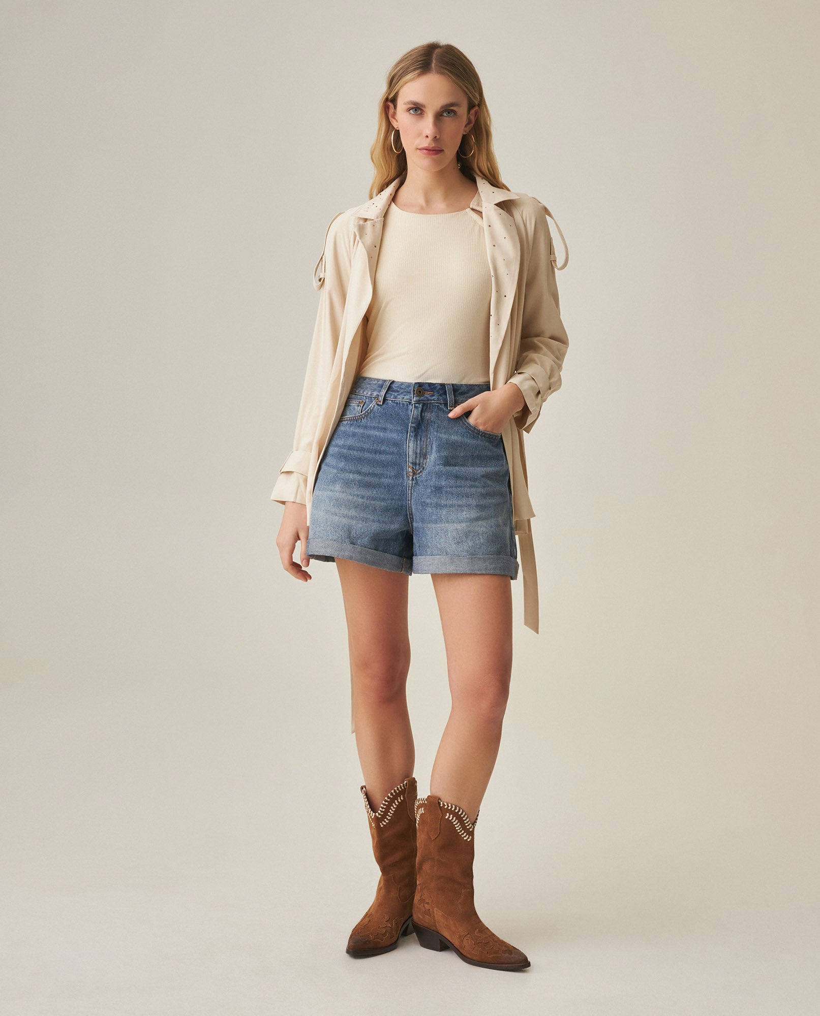 Women´s Denim Shorts - Blue 63_452H001_AZU184140_3
