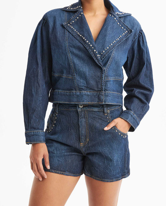 Women's Denim Shorts, High Rise - Blue 459G000 - 1