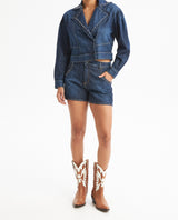 Women's Denim Shorts, High Rise - Blue 459G000 - 2