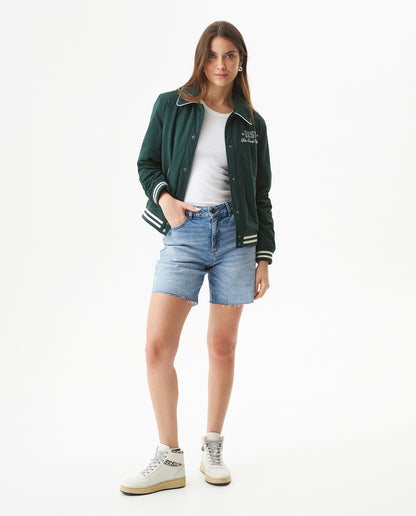 Women's High Rise Denim Shorts - Blue - 3