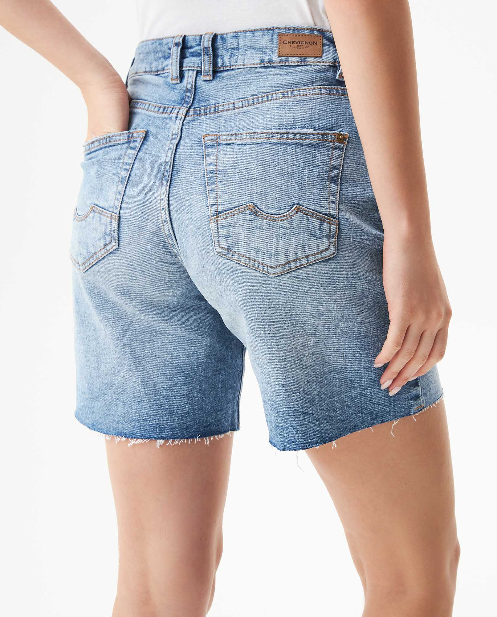 Women's High Rise Denim Shorts - Blue - 4